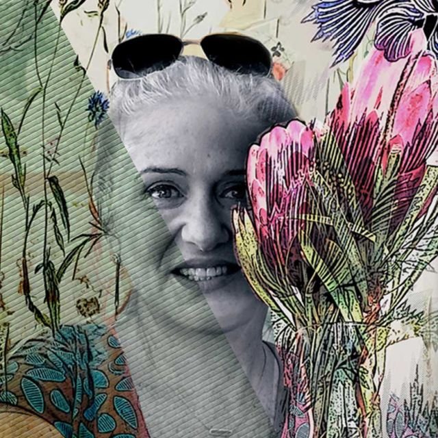 Portrait with protea flowers